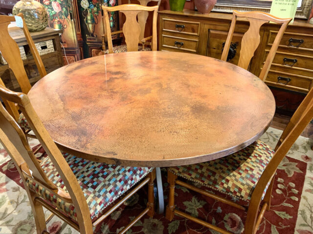 60" Hand Hammered Copper Dining Table
