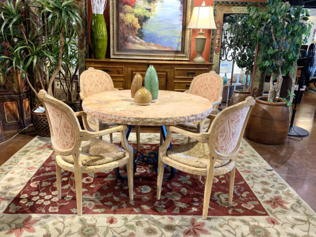 Stone Top Dining Table with 4 Chairs