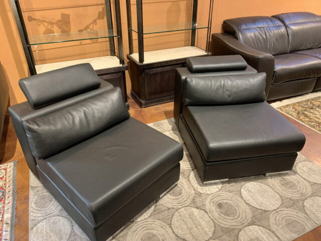 Modern Leather Armless Chairs