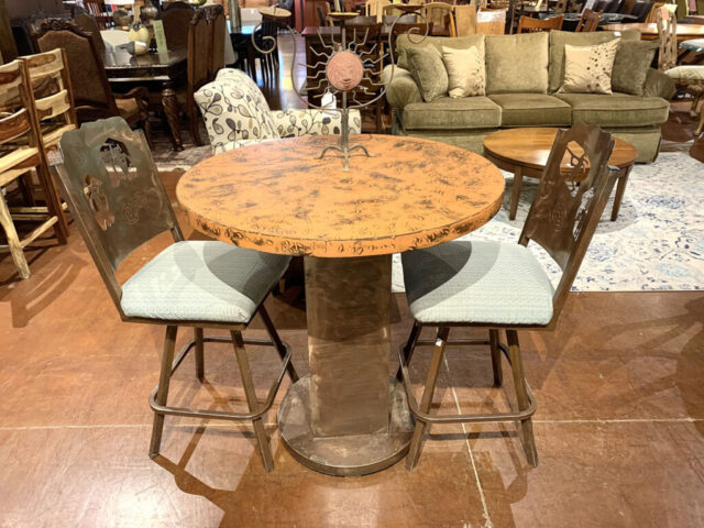 Copper Accent Pub Table with 2 Stools
