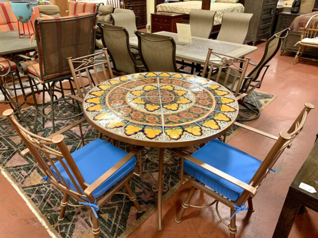 Tile Top Patio Table with 4 Swivel Chairs