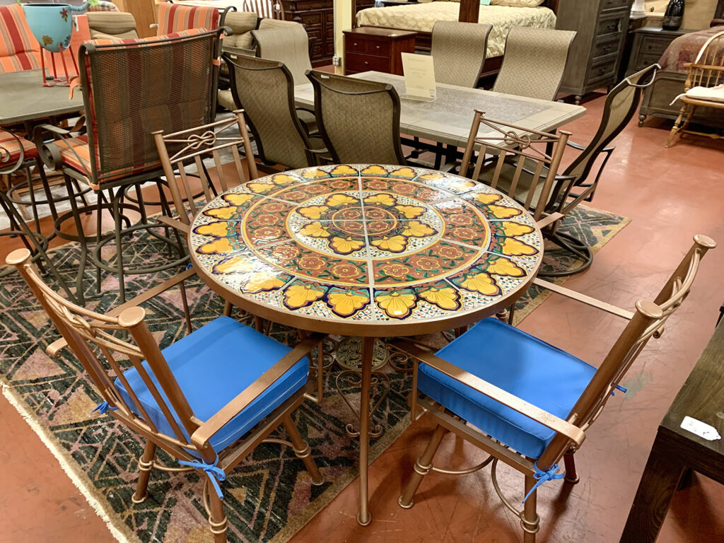 Tile Top Patio Table with 4 Swivel Chairs In Tucson HomeStyle